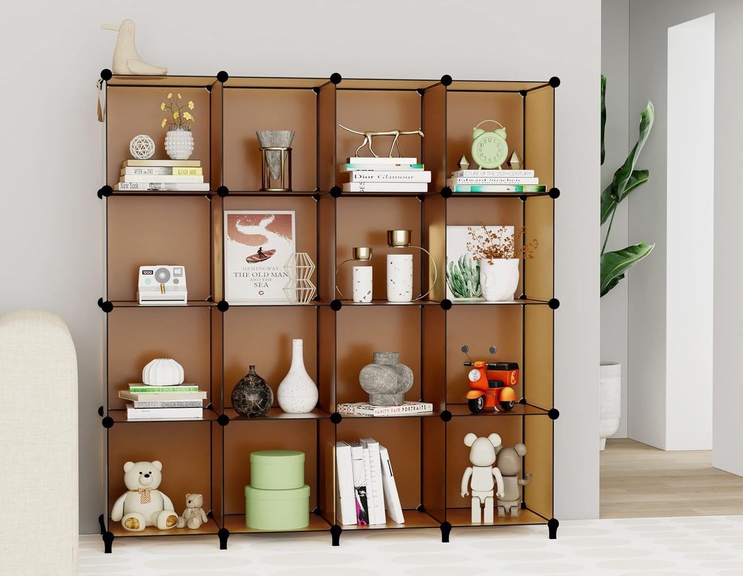 HOMIDEC Closet Organizers and Storage, 9 Cube Storage Organizer Cubes, Portable Closet Organizer Shelves for Clothes, Bedroom, Wardrobe, Kids Room, Bathroom, Brown