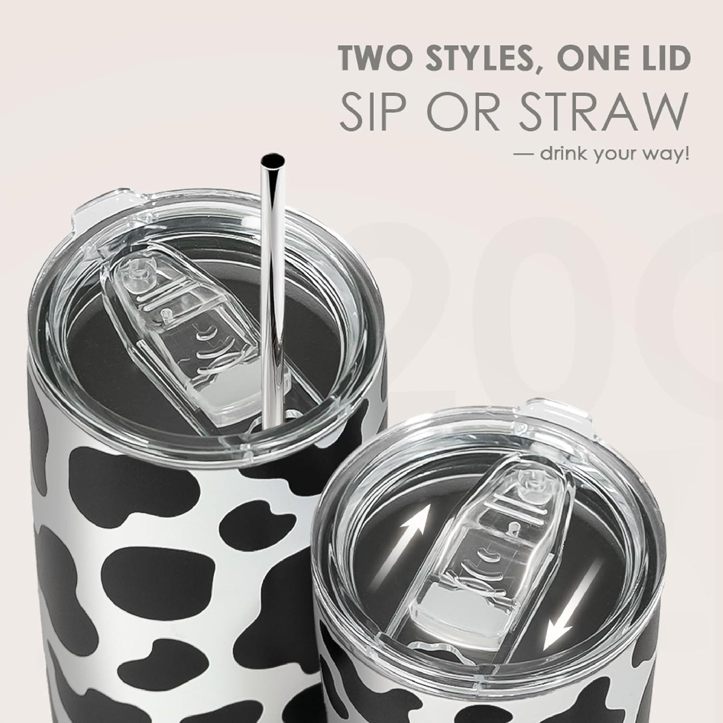 SANDJEST Cow Print Tumbler 20oz Stainless Steel Insulated, Travel Coffee Cup, Gifts for Cow Lovers Women Girls, Birthday Christmas