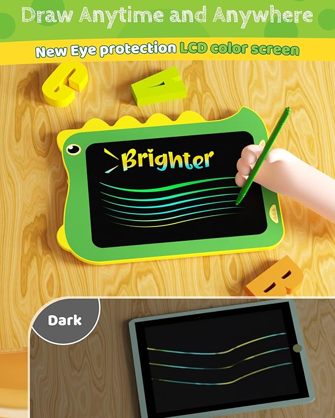 TEKFUN Toddler Boy Toys, 2 Pack LCD Writing Tablet for Kids, Doodle Board Dinosaur Toys, Travel Essentials for 3 4 5 6 Year Old Boys Girls, Easter Birthday Christmas Gifts (8.5inch Green*2)