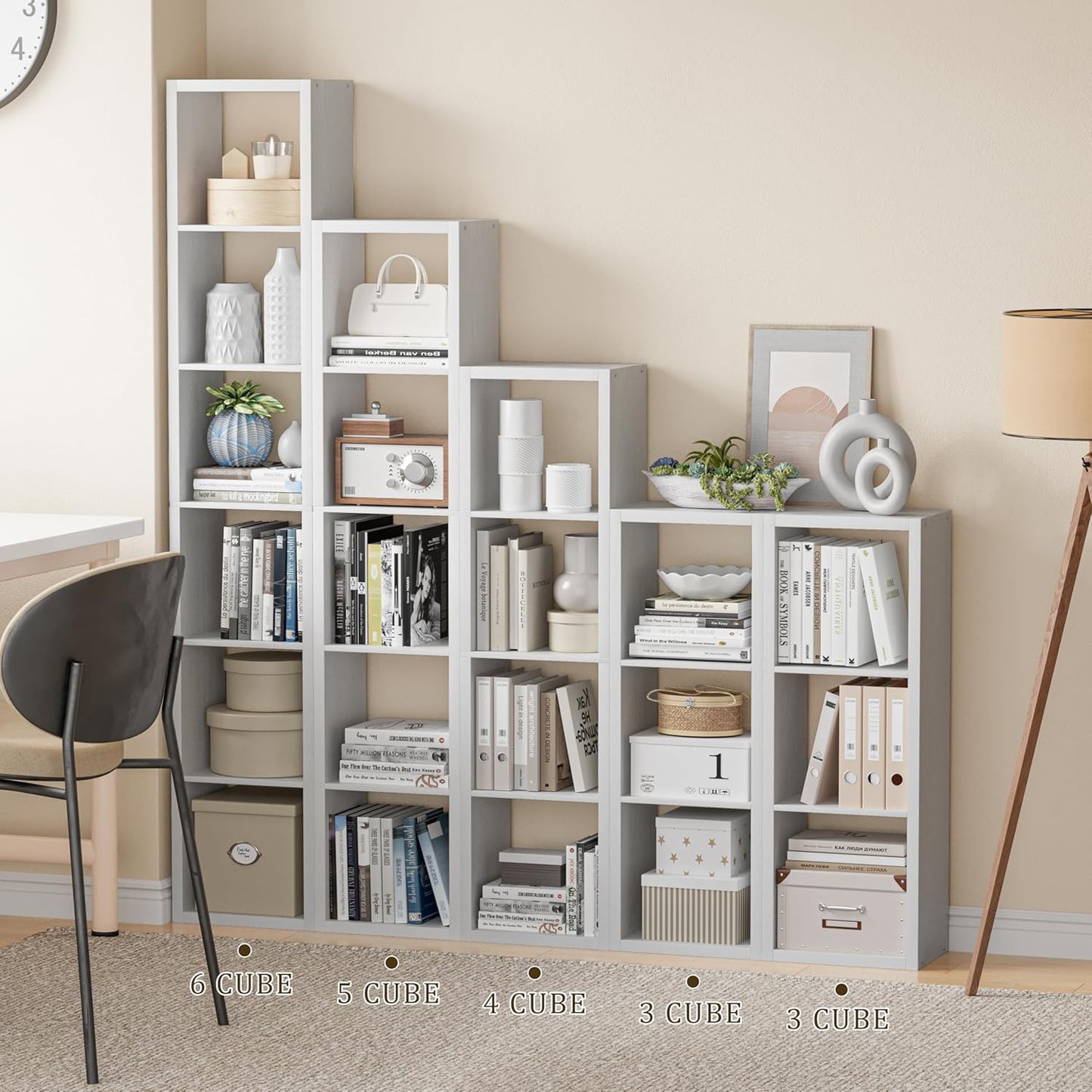 Cube Storage Organizer Bookcase, 3 Tier Decorative 11 inch Open Back Cubical Shelf with Thickened Border, Display Bookshelf for Living Room, Home Office, Sturdy Room (White, 3 Cube)