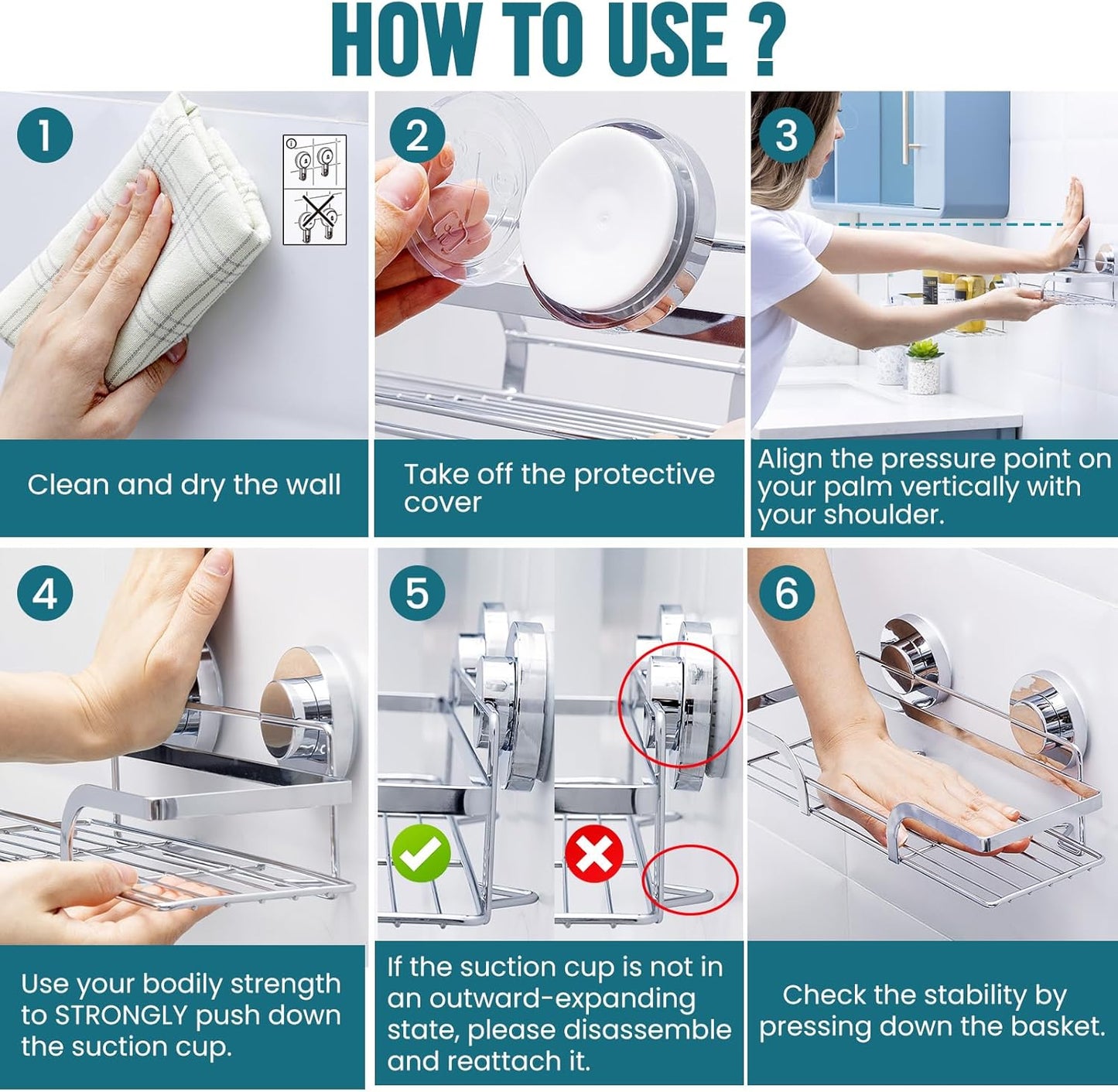 TAILI Shower Caddy Suction Cup 2 Pack, Heavy Duty Bathroom Basket, Bath Shelves for Inside,Stainless Steel Shower Holder Organizer for Bathroom Storage & Home Decor,No Drilling,Silver