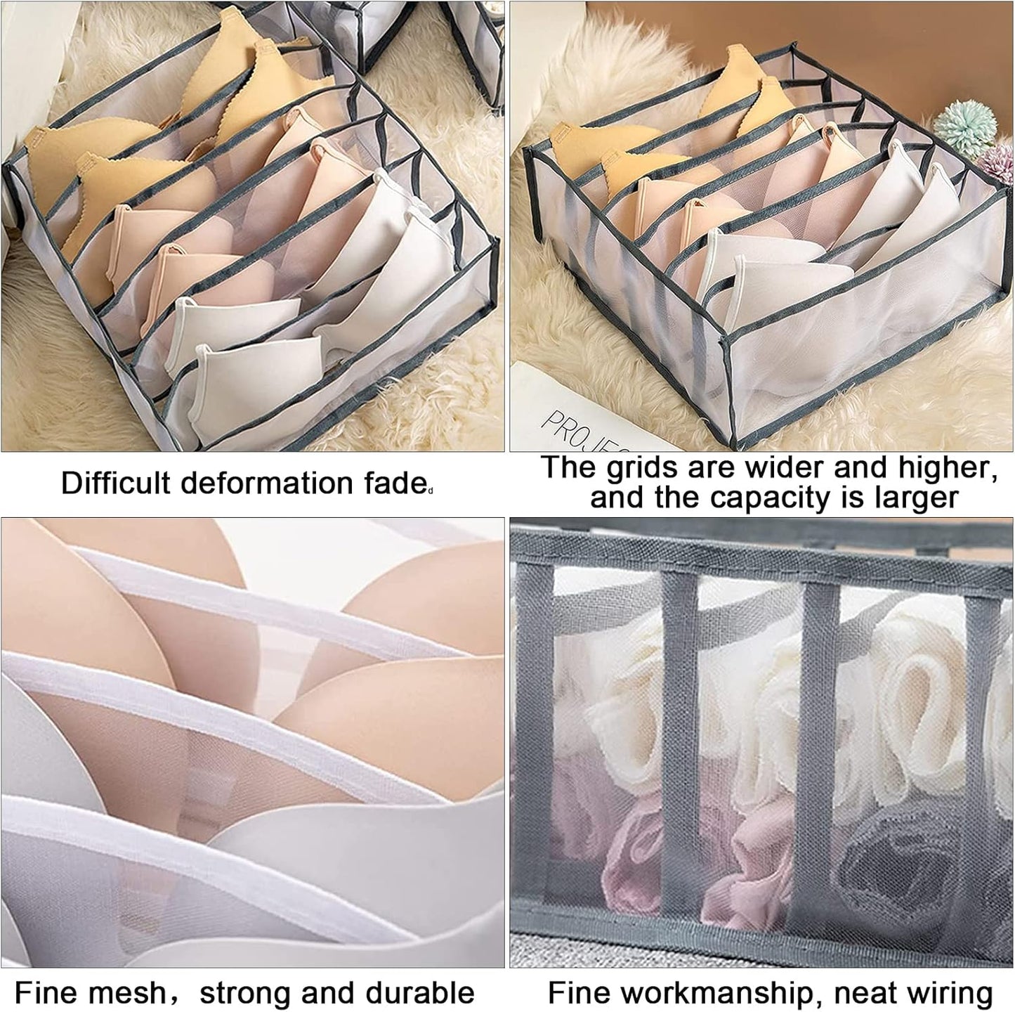 TIGARI Wardrobe Clothes Underwear Organizer Bra Organiser, Baby Clothes Organizer, Underwear Drawer Organizer for Bedroom Dorm Room