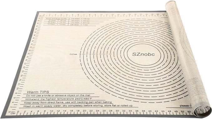 Extra Large Silicone Pastry Mat 34x26 Inch - Nonstick Baking Mats with Measurements, Great for Dough Rolling, Pastry, Pie Crust, Fondant, Cookies, Bread, Pasta, Pizza, Counter Mat