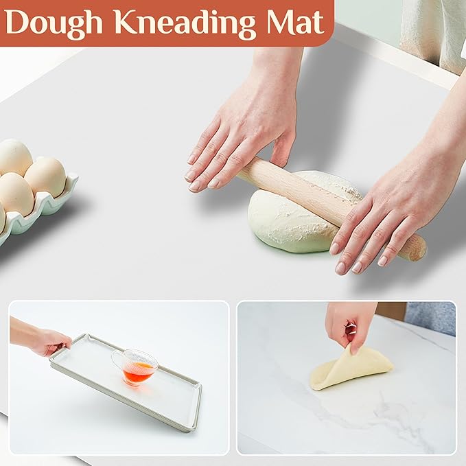 Silicone Baking Mat, 16 IN x 6 FT Free Cutting Baking Sheet,Non-Stick Reusable Dough & Pastry Mat,Non-Slip Silicone Mat Roll for Air Fryer Liner,Freeze Dryer,Oven Baking Pan,Kitchen Counter