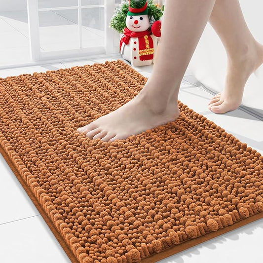 Arotive Luxury Chenille Bathroom Rug Mat, Extra Soft Thick Absorbent Shaggy Bath Rugs, Non-Slip Machine Wash Dry, Plush Bath Mats for Bathroom, Shower and Tub, 36x24, Clay