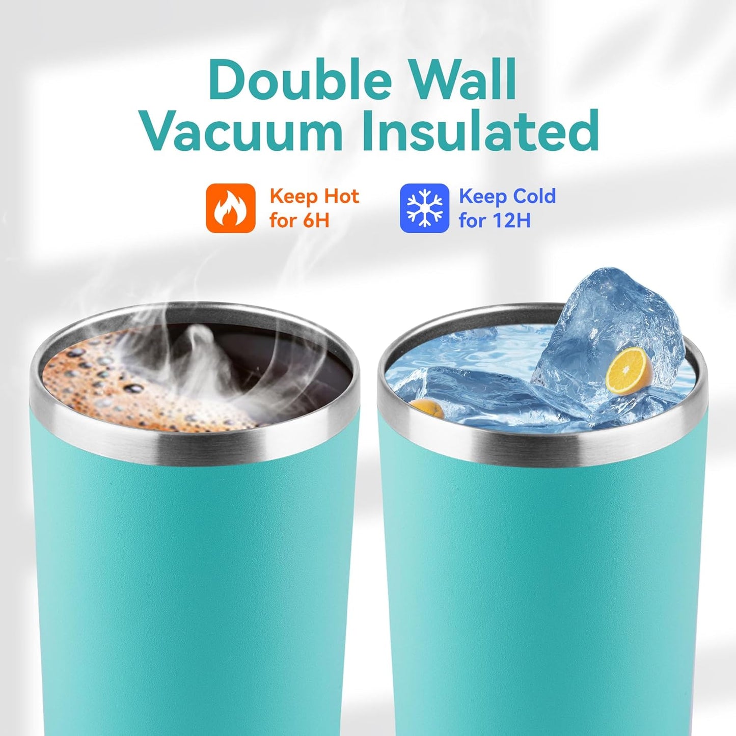 HASLE OUTFITTERS 12 oz Skinny Tumbler, Stainless Steel Insulated Slim Tumbler set bulk with Lid, Reusable Double Wall Travel Coffee Mug, Durable Powder Coated Travel Water Cup(Mint Green,6)