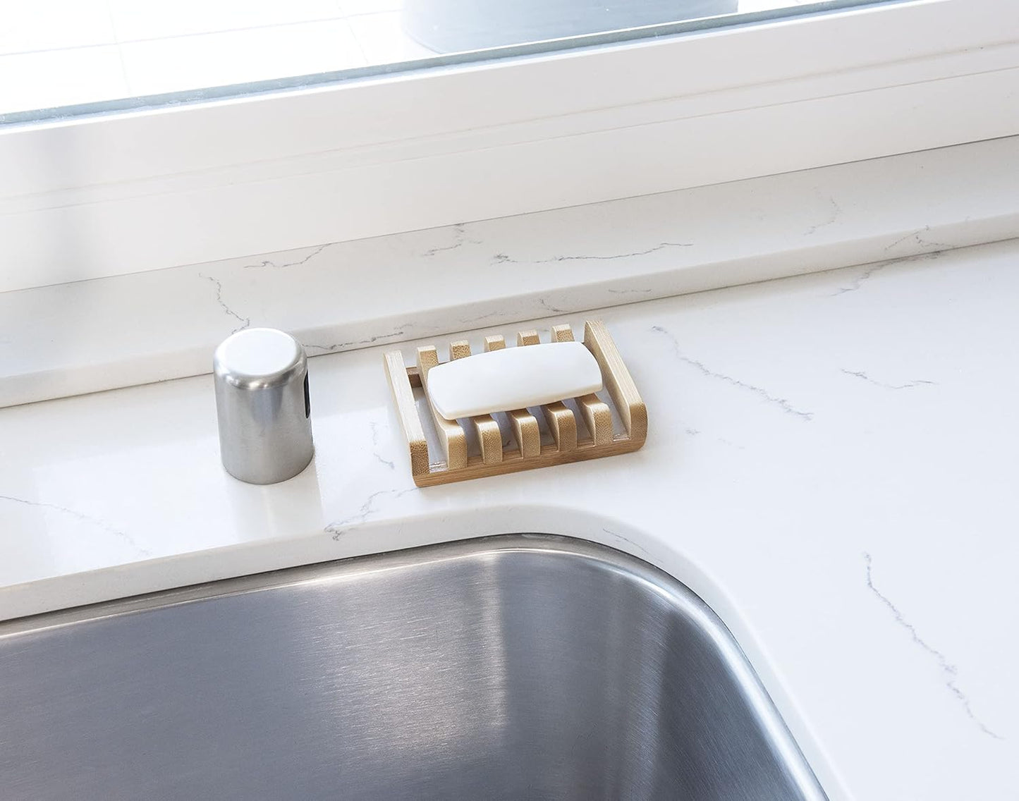 Bamboo Naturals Bar Soap Dish for Sink or Shower, Odor Resistant Tray, Sustainable Bamboo Wood Holder, Great for Bathrooms and Kitchens