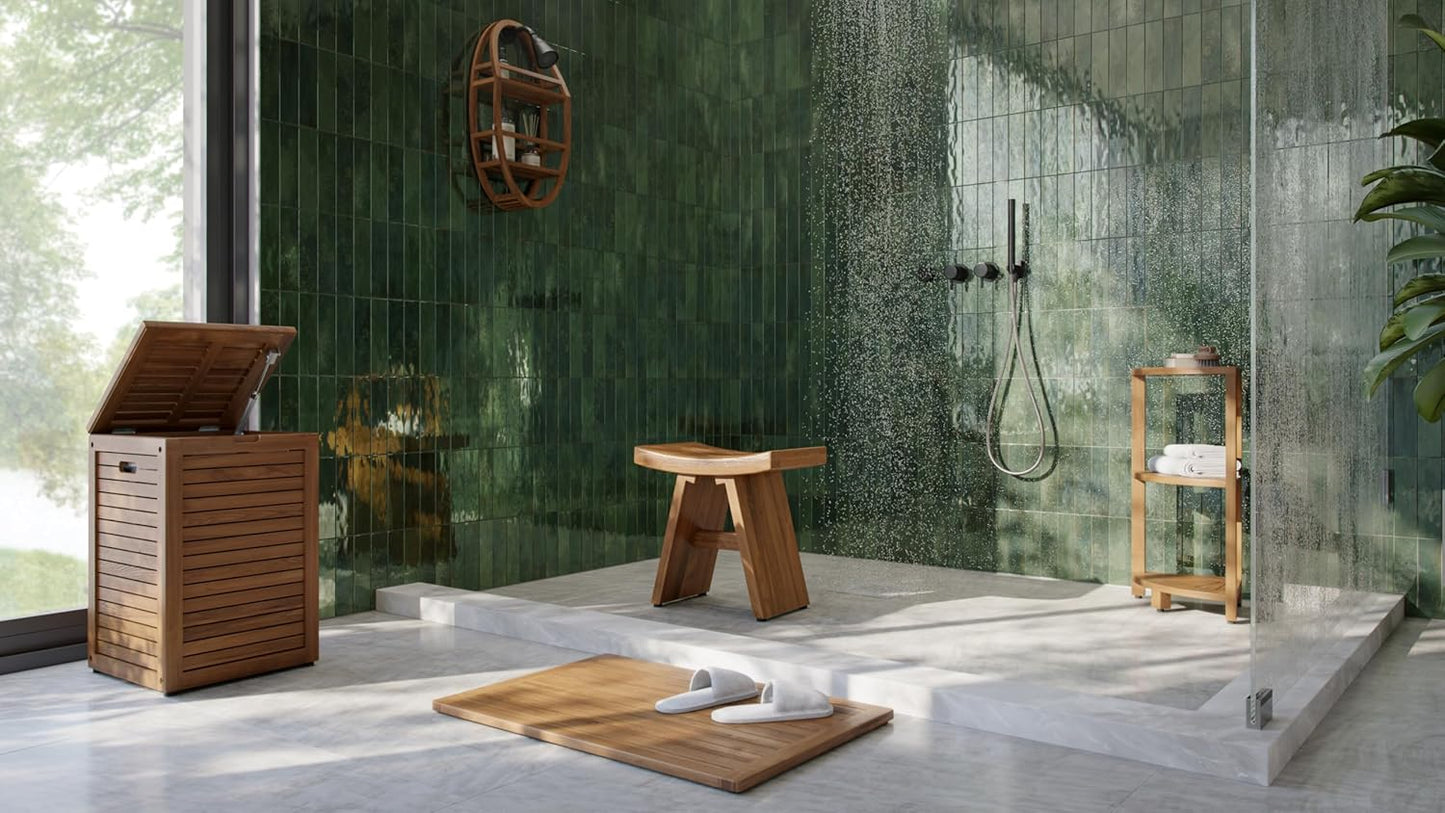 AquaTeak Patented Moa Oval Teak Shower Organizer