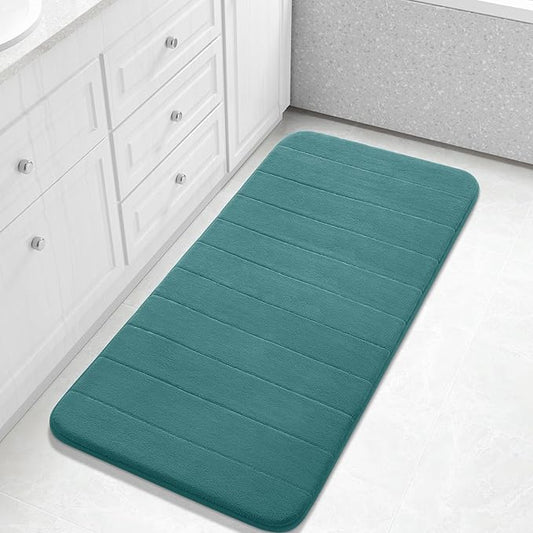 Yimobra Long Bath Mat 44"x24", Super Soft Quick Dry Memory Foam Bathroom Rug, Water Absorbent, Non Slip Backing Machine Washable for Tub Shower, Thick Comfort Support, Teal