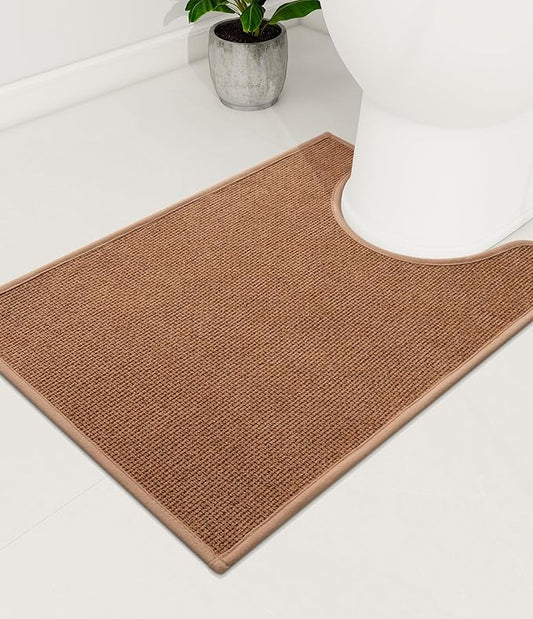 YIHOUSE Bathroom Rugs Mat Contour 16x24, Non Slip Quick Dry Bath Mats for Bathroom Absorbent Ultra Thin Bath Rugs Machine Washable Fit Under Door for Sink, Cabinet, Laundry (Orange, 16"x24"-U)