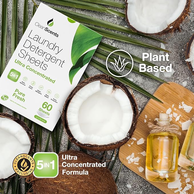 CleanScents Laundry Detergent Sheets (60 Sheets) (Pure Fresh)