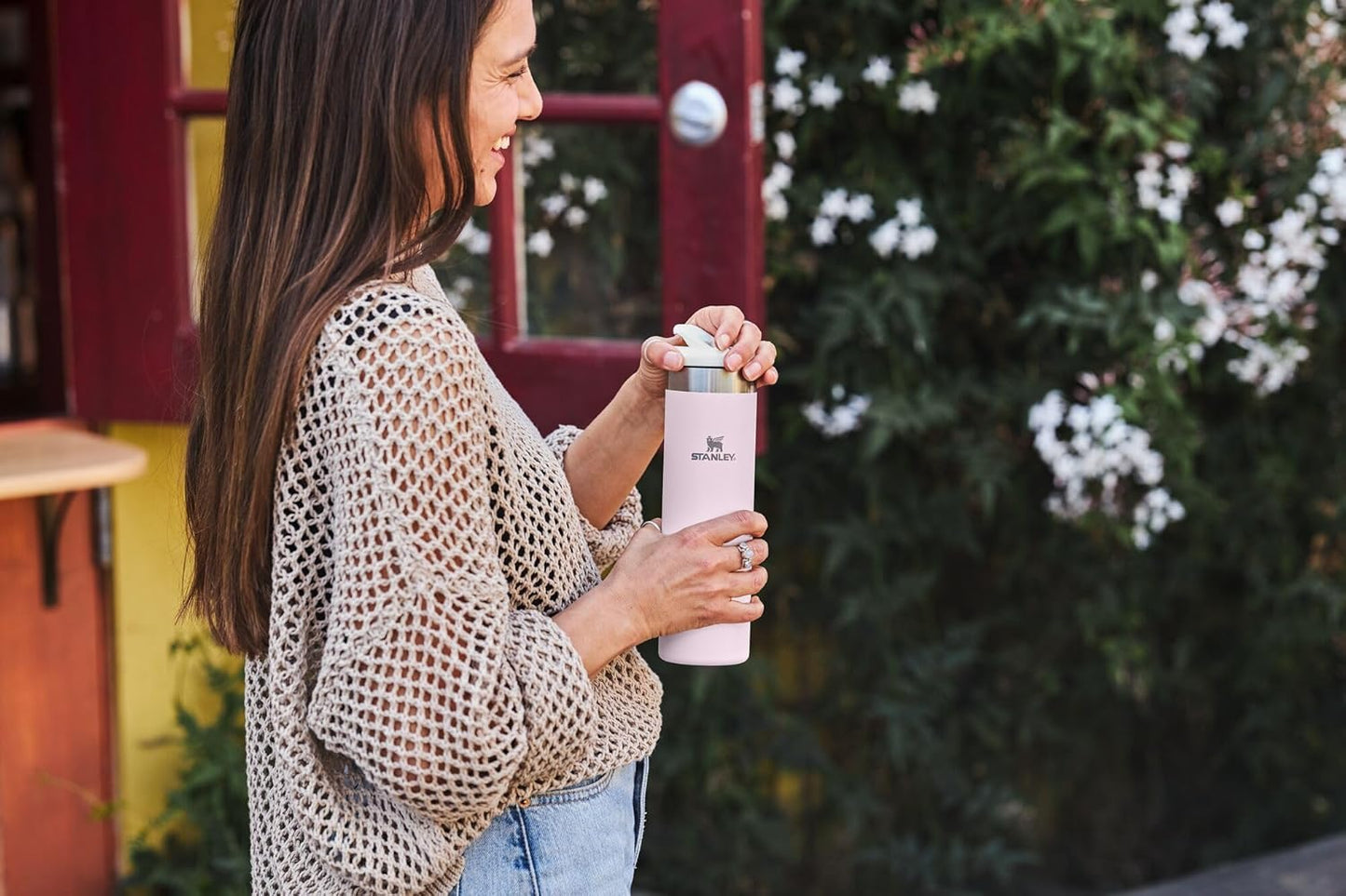 Stanley AeroLight Transit Bottle 20 oz | Locking Drink Through Lid | Leak Resistant Water Bottle or Coffee Travel Mug | Lightweight Insulated Stainless Steel | BPA-Free | Ash