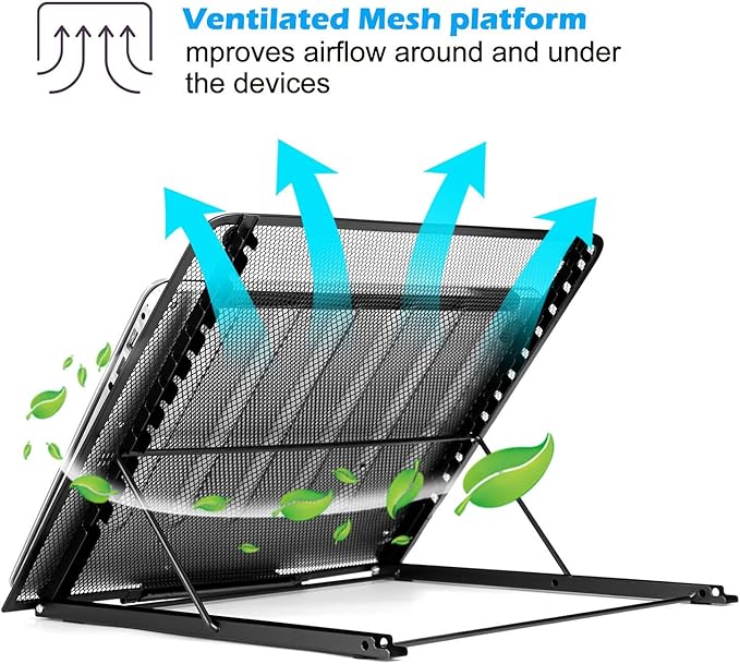 IMAGE Laptop Stand,Large Version Foldable Portable Ventilated Desktop Laptop Stand Holder, Adjustable 12 Angle Points Stand, A3 Compatible with 10" ~ 17" Notebooks, AGPtek/Huion LED Light Box Pad