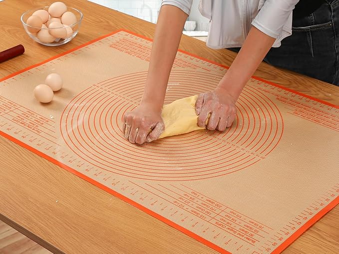 Extra Large Silicone Pastry Mat 34x26 Inch - Nonstick Baking Mat with Measurements, Perfect for Doug Rolling, Pastry, Pie Crust, Fondant, Pasta, Pizza