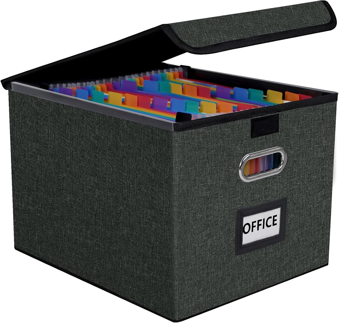 File Organizer Box with Folder, Accordion File Organizer 25 Pockets, File Folder Organizer with Lid for Home, Office, School, Dark Grey