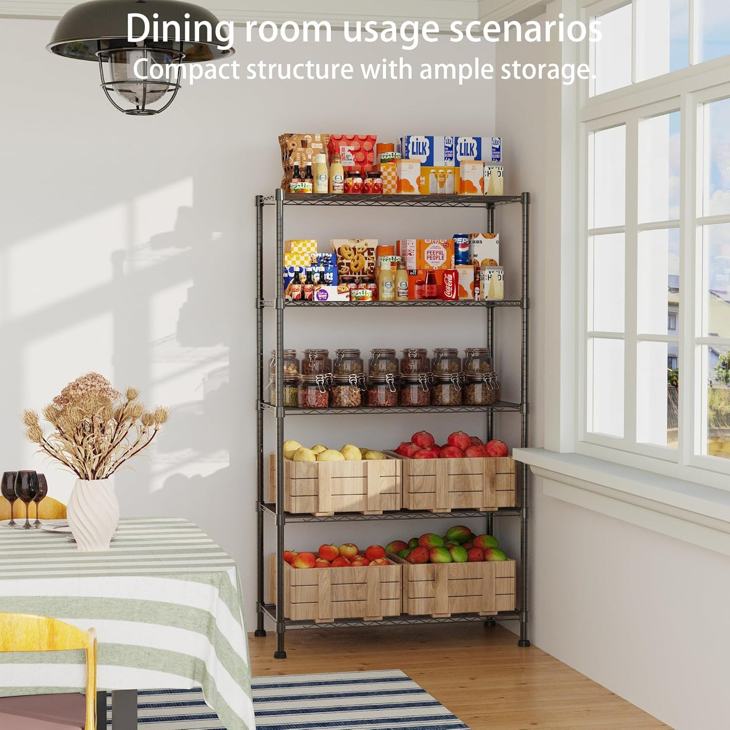 REGILLER 5-Wire Shelving Metal Storage Rack Adjustable Shelves,17.7" D×35.4" W×72.3" H Standing Storage Shelf Units for Laundry Bathroom Kitchen Pantry Closet