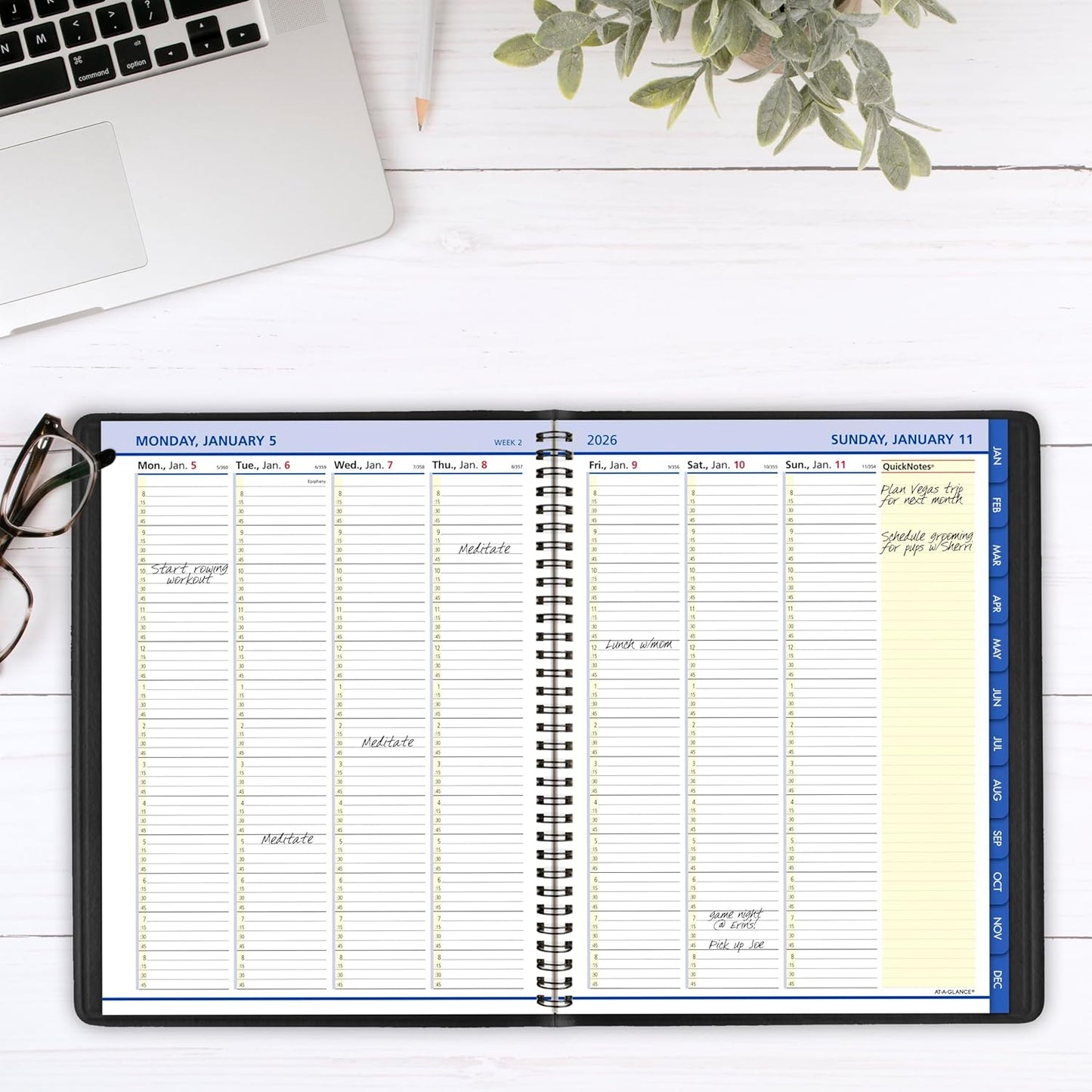 AT-A-GLANCE 2026 Appointment Book Planner, Weekly & Monthly, 8-1/4" x 11", Large, QuickNotes, Black (769500526)