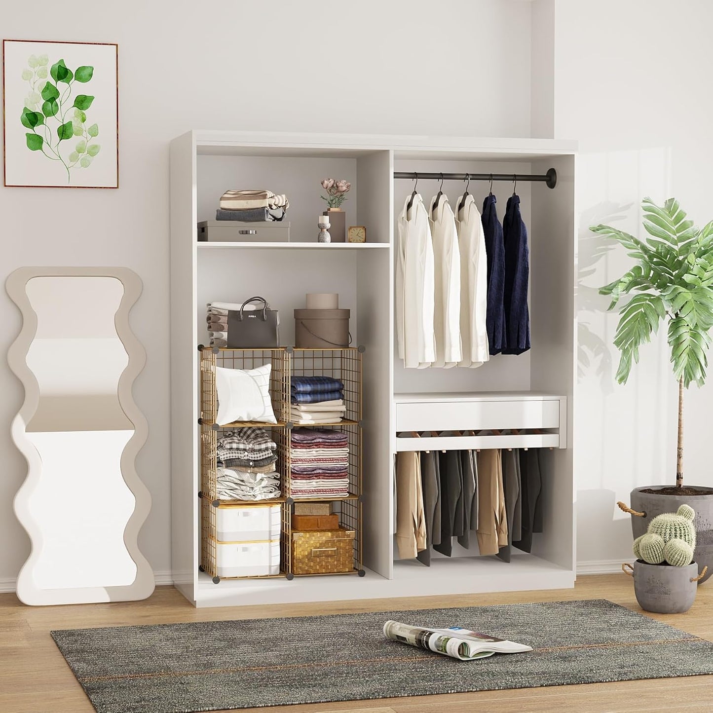 C&AHOME Wire Cube Storage, 6 - Cube Organizer Metal C Grids, Modular Shelves Units, Closet Organizer, Ideal for Home, Office, Living Room, 36.6”L x 12.4”W 36.6”H, Brown UWCS3006R