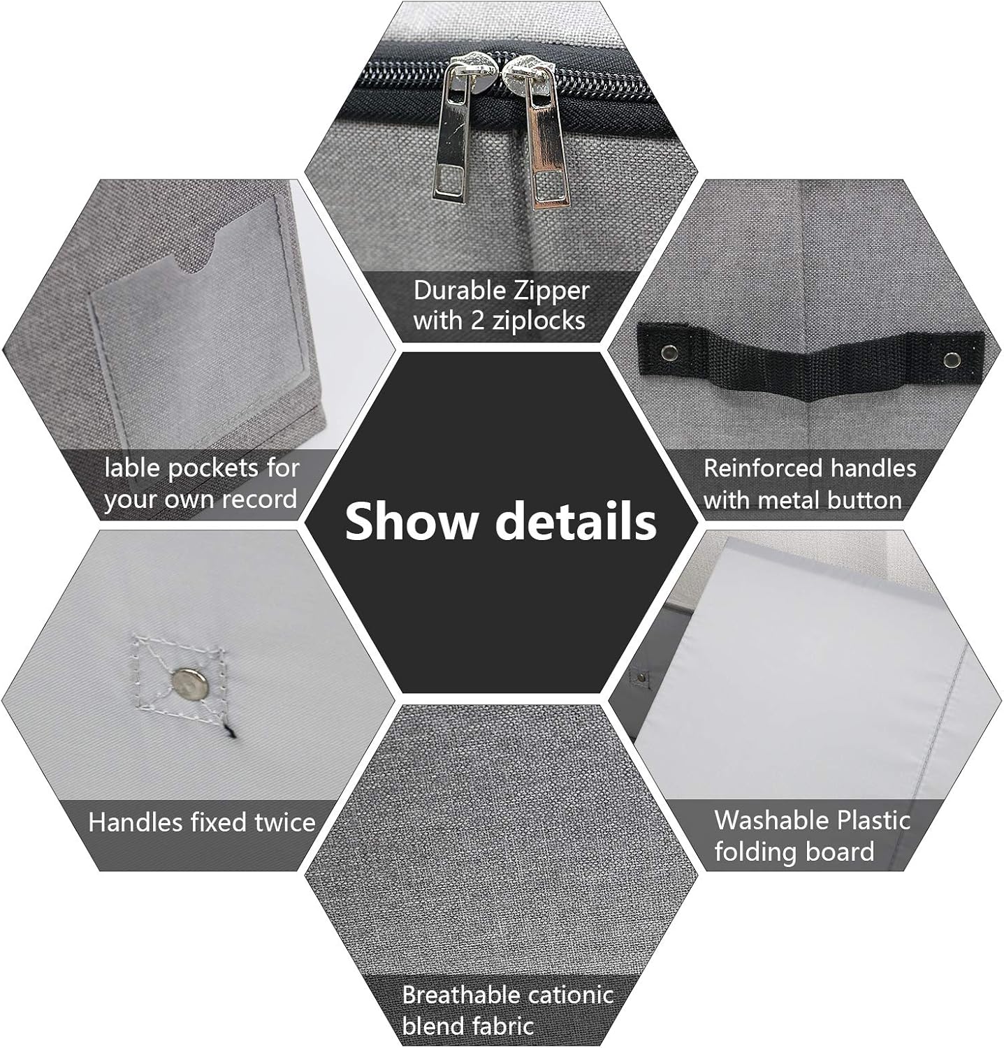 AMJ 29.5"*15"*7", Blanket, Duvets, Winter Clothes Storage Box for Under Bed, Top Wardrobe Organizer, Dark Gray