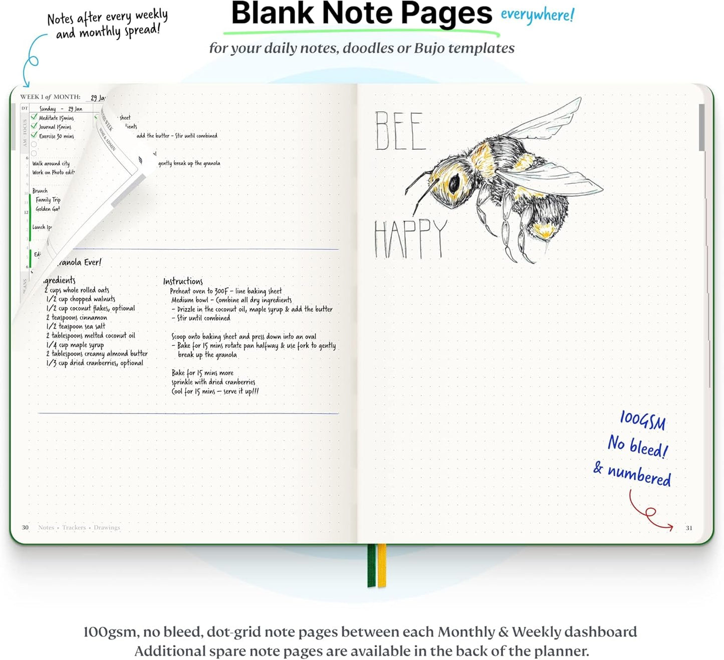 Roterunner Purpose Planner Notebook B5 7.5”x9.8” Undated 2026 Daily Weekly and Monthly Productivity Goal Setting Tool for Work Home ADHD Planner for Adults Self Care Journal (Pink Softcover)