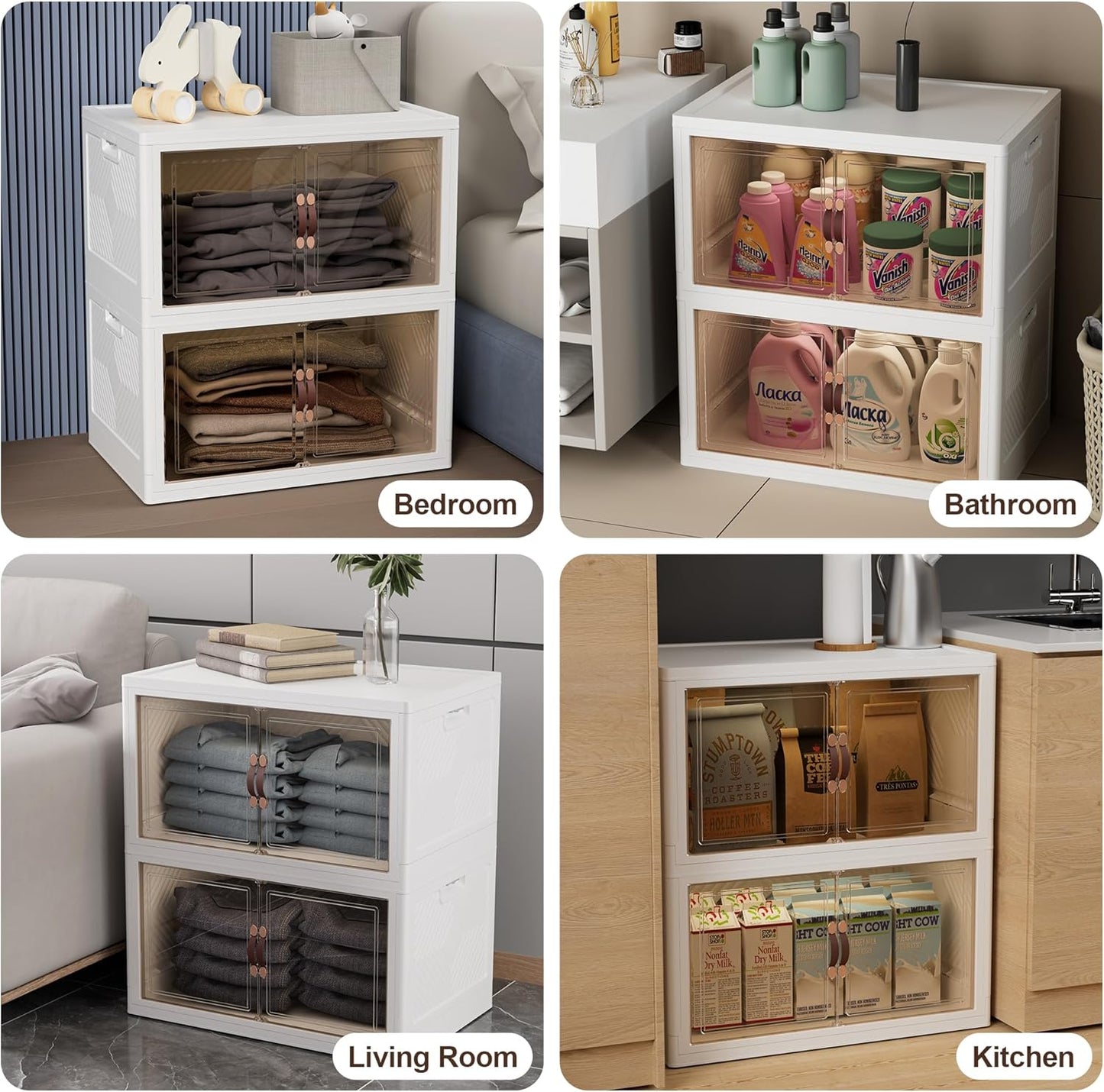 JOYMOOP Foldable Storage Cabinet Top Cover, Fits XL Storage Boxes, Durable, Easy to Install, Dustproof and Waterproof, White