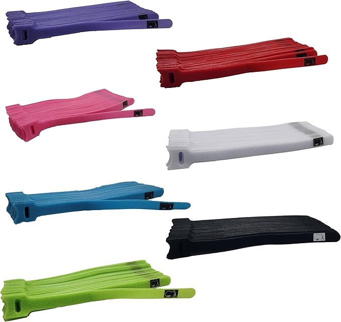 CableLock Cable Ties - 50 Pack - 8 Inch Reusable Cord Organizers - Clean Cable Management for Gaming and Home Office (Black)