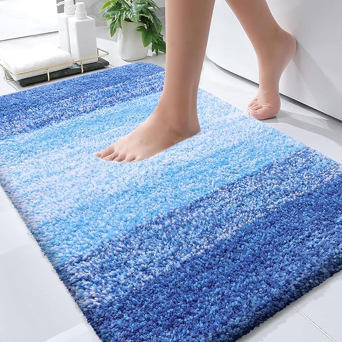 OLANLY Bathroom Rugs Mat 30x20, Extra Soft Absorbent Microfiber Bath Rugs, Rubber Backing, Quick Dry, Washable Bath Mats for Bathroom Floor, Tub and Shower, Home Decor Accessories, Light Royal Blue