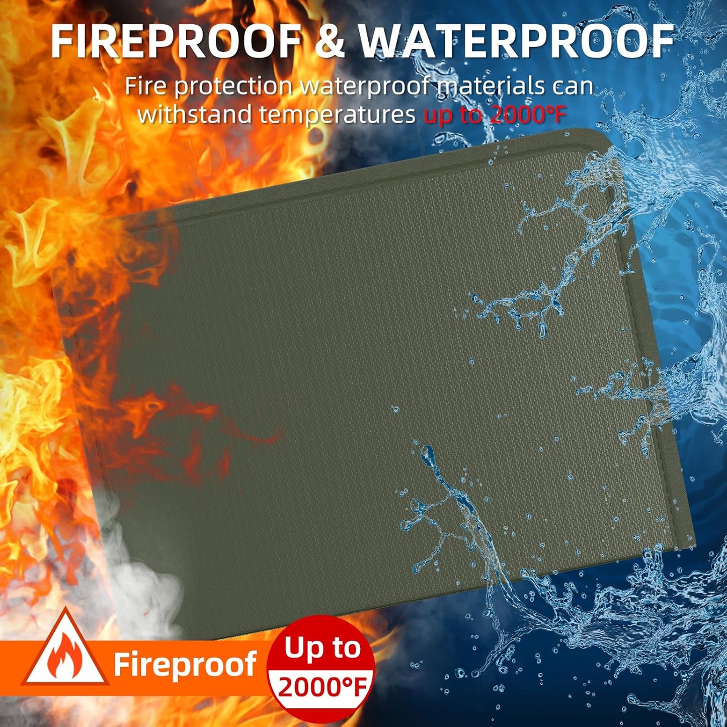 Fireproof Accordion File Organizer, Portable Expanding File Folder with Waterproof Zipper&Labels, Green Document Organizer with 13 Pockets, File Organizer for Important Document/Paper Storage