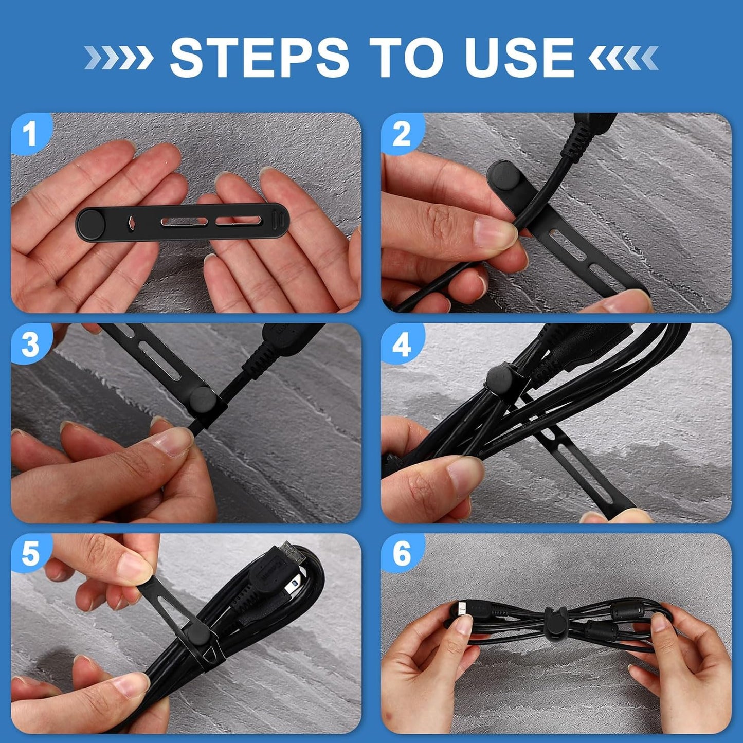 42 Pcs Silicone Cable Ties Reusable Cord Straps Multipurpose Elastic Cable Organizer for Bundling Fastening Earphone Phone Charger Home Office School(Black, Gray,3.15 Inch)