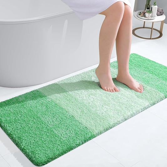OLANLY Bathroom Runner Rugs 47x20, Extra Soft Absorbent Microfiber Bath Rugs, Rubber Backing, Quick Dry, Machine Washable Bath Mats for Bathroom Floor, Tub and Shower, Home Decor Accessories, Green