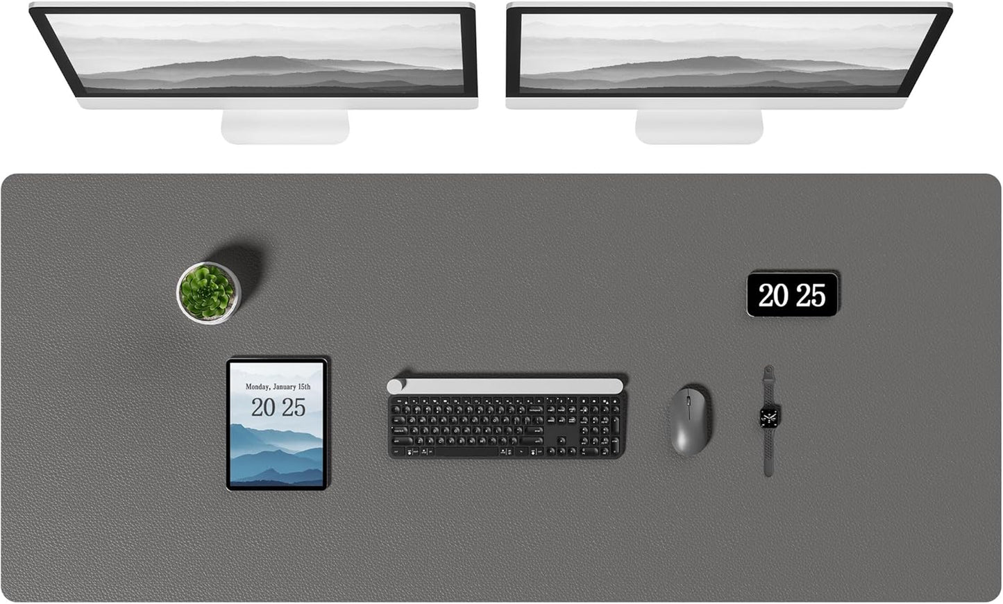 Aothia Leather Desk Pad Protector, Office Desk Mat, Large Mouse Pad, Laptop Desk Pad, Non-Slip PU Leather Desk Blotter, Waterproof Desk Writing Pad for Office and Home (Gray, 55" x 24")