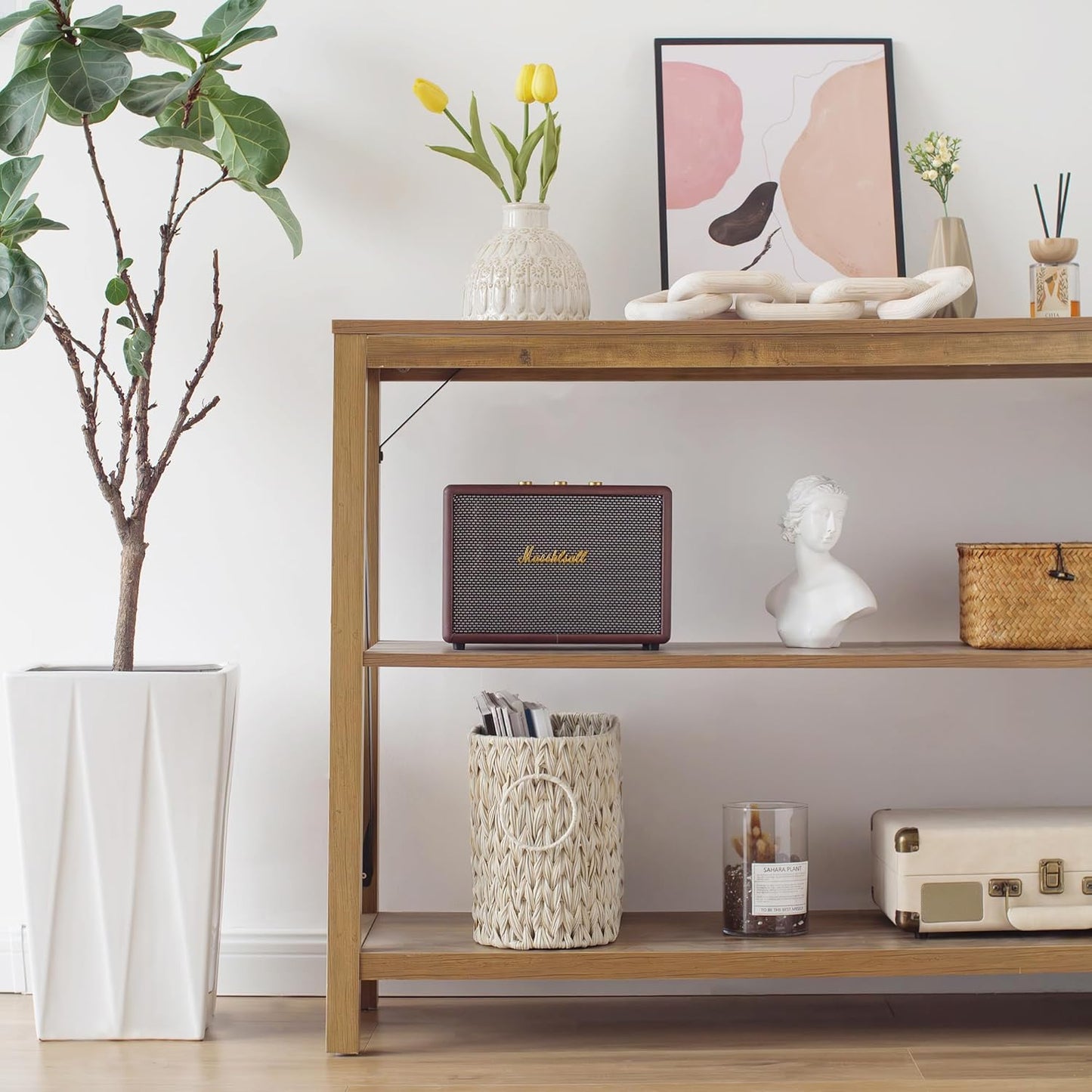 GRANNY SAYS Toilet Paper Storage, Toilet Paper Basket for Bathroom, 6 Mega Rolls Organizer Free Standing, Wicker Basket for Bathroom Storage, Butter Milk