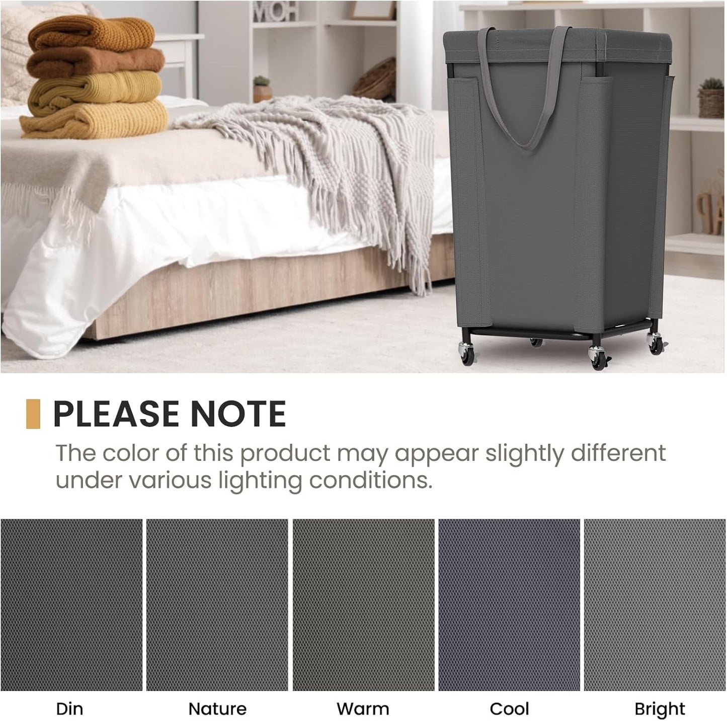 Laundry Basket with Wheels, Large Laundry Hamper with Removable Bag and Steel Frame, 160L Rolling Dirty Clothes Basket for Bedroom, Bathroom, Laundry Room (Gray)