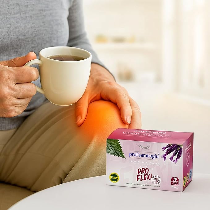 Prof Saracoglu 1 Box Pro-Flexi Herbal Tea – Caffeine-Free Herbal Infusion with Organic Nettle Leaf, Relaxing Bedtime Brew for Evening Routine, 20 Tea Bags in Resealable Box