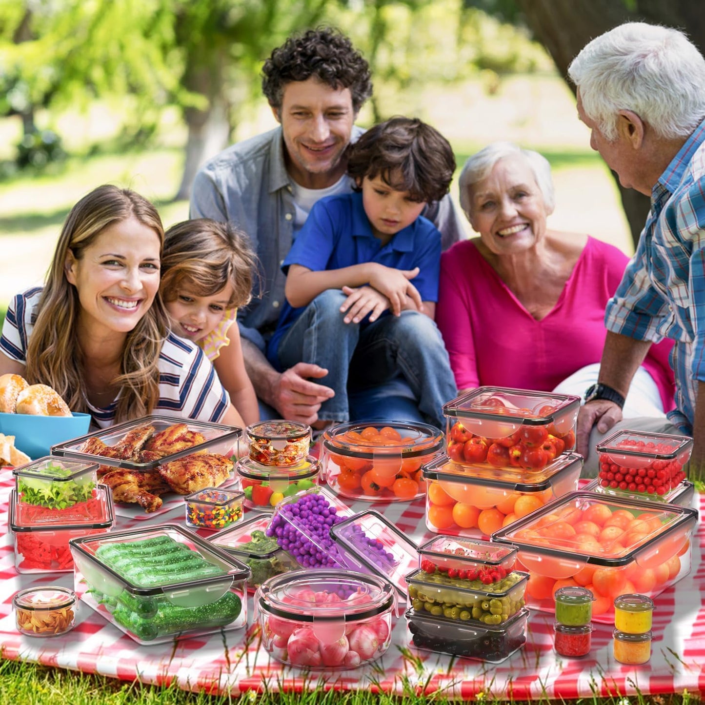 RockBerry 56 PCS Food Storage Containers with Lids Airtight- Plastic Container for Pantry Kitchen Organization-Microwave Dishwasher,Freezer Safe 100% Leak Proof (28 Stackable Boxes-28 Lids)