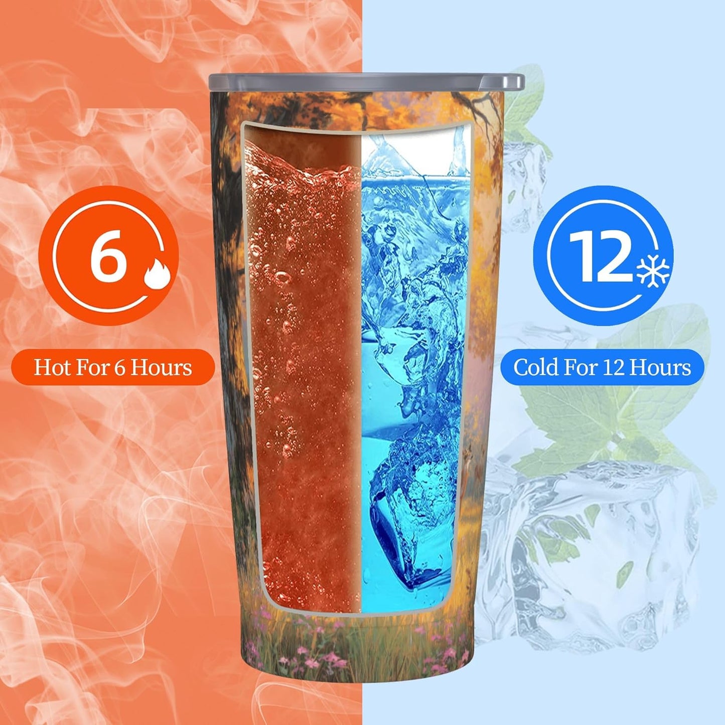 Deer Tumbler with Lid and Straw 20oz Insulated Reusable Stainless Steel Travel Mug Double Wall Vacuum Coffee Cup for Hot Cold Drinks Leak-Proof Portable Cups for Women Men Gifts