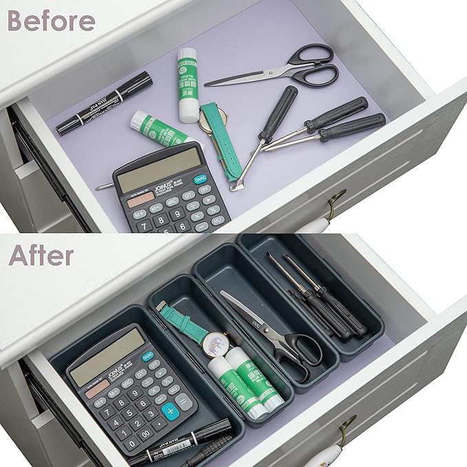 BYCY Office Drawer Organizers Bins Junk Drawer Organizers Tray Storage Dividers for Office Desk Dress Makeup (13pcs 2Size)