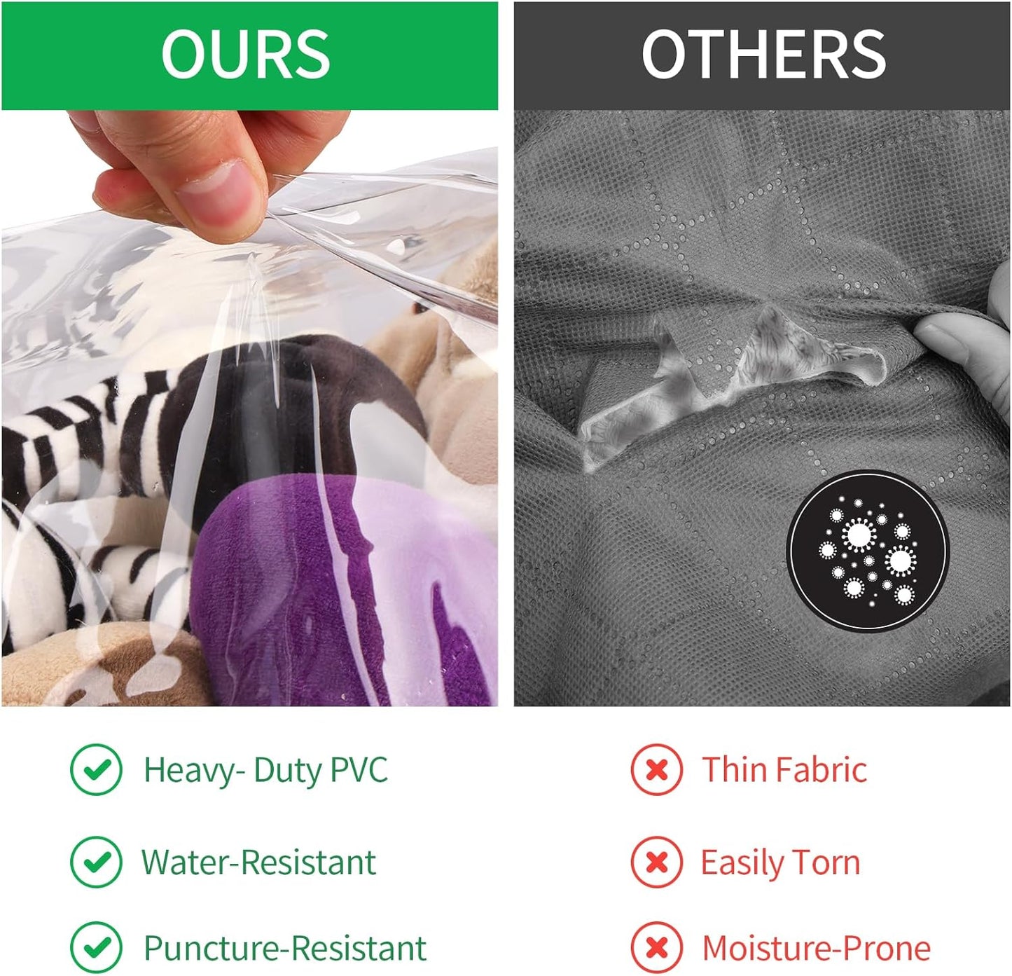 Fixwal 4pcs Clear Storage Bags for Clothes with Zipper, 35L/9.5Gal Small Plastic Closet Organizers for Blankets Sweaters Bed Sheets Comforters Toys