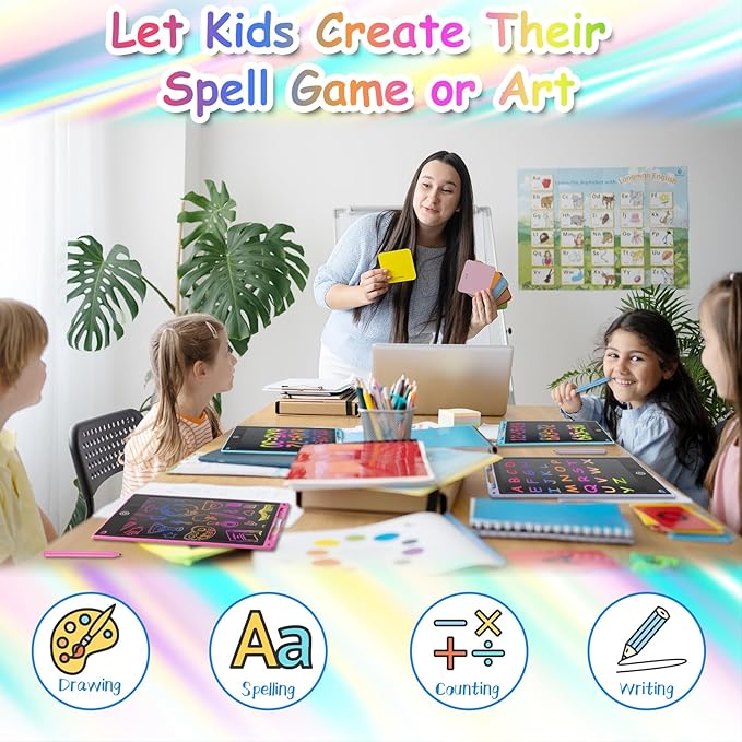 12 Inch LCD Writing Tablet - Colorful Electronic Drawing Pad & Doodle Board for Kids Ages 3-8, Erasable Educational Toy, Birthday and Christmas Gift for Girls and Boys (Blue)