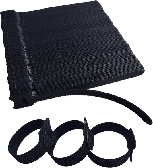 200 PCS 6 Inches Black Reusable Cable Ties, Adjustable Cord Straps, Cable Organizer, Cord Wrap and Hook Loop Cords Management