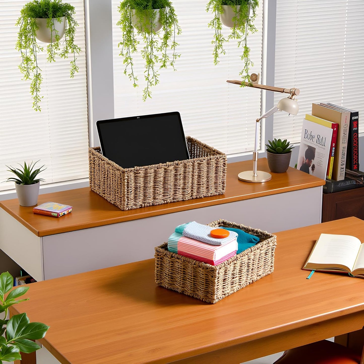 KOLWOVEN Magazine Display Holder- Mail Organizer Countertop- Mail Holder l Bill Sorter Organizer For Desk And Home Boho Rack Storage Organizer