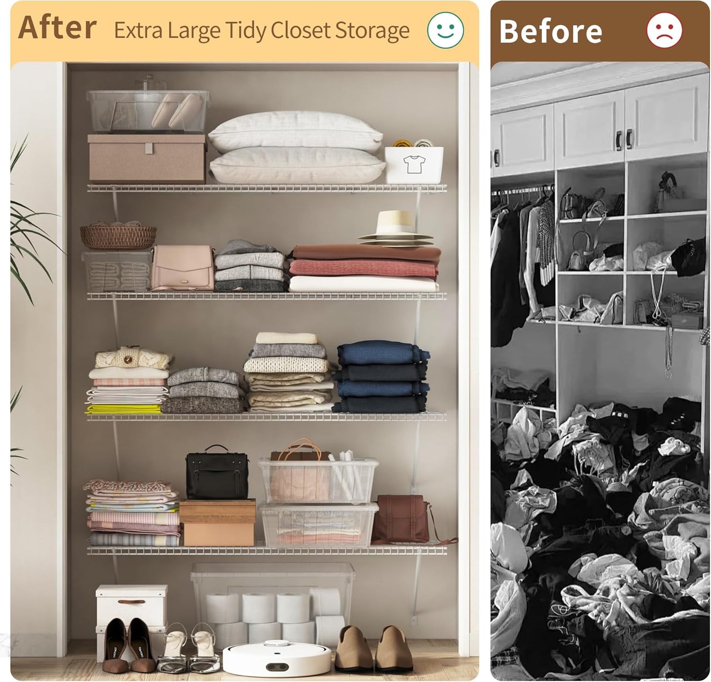 Closet Shelves Wall Mounted, 4 Pack 4 ft x 12 in White Wire Shelving Kit, Metal Wall Shelf Organizer for Home, Pantry, Laundry Room Storage