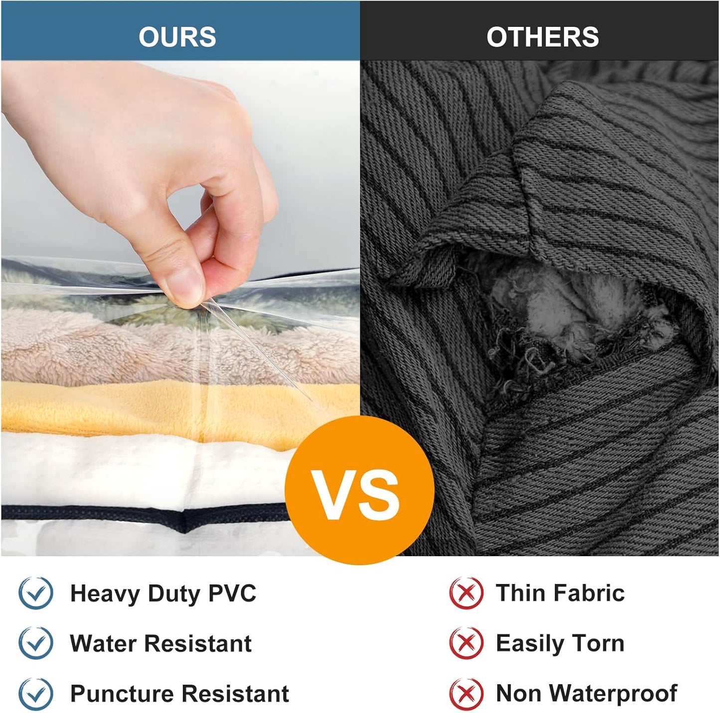 4Pack Clear Blanket Storage Bags, Vinyl Comforter Clothes Storage Closet Organizers and Storage Containers Moving Bags with Reinforced Handle for Bedding, Clothing, Comforters, Pillows, Toys,40L