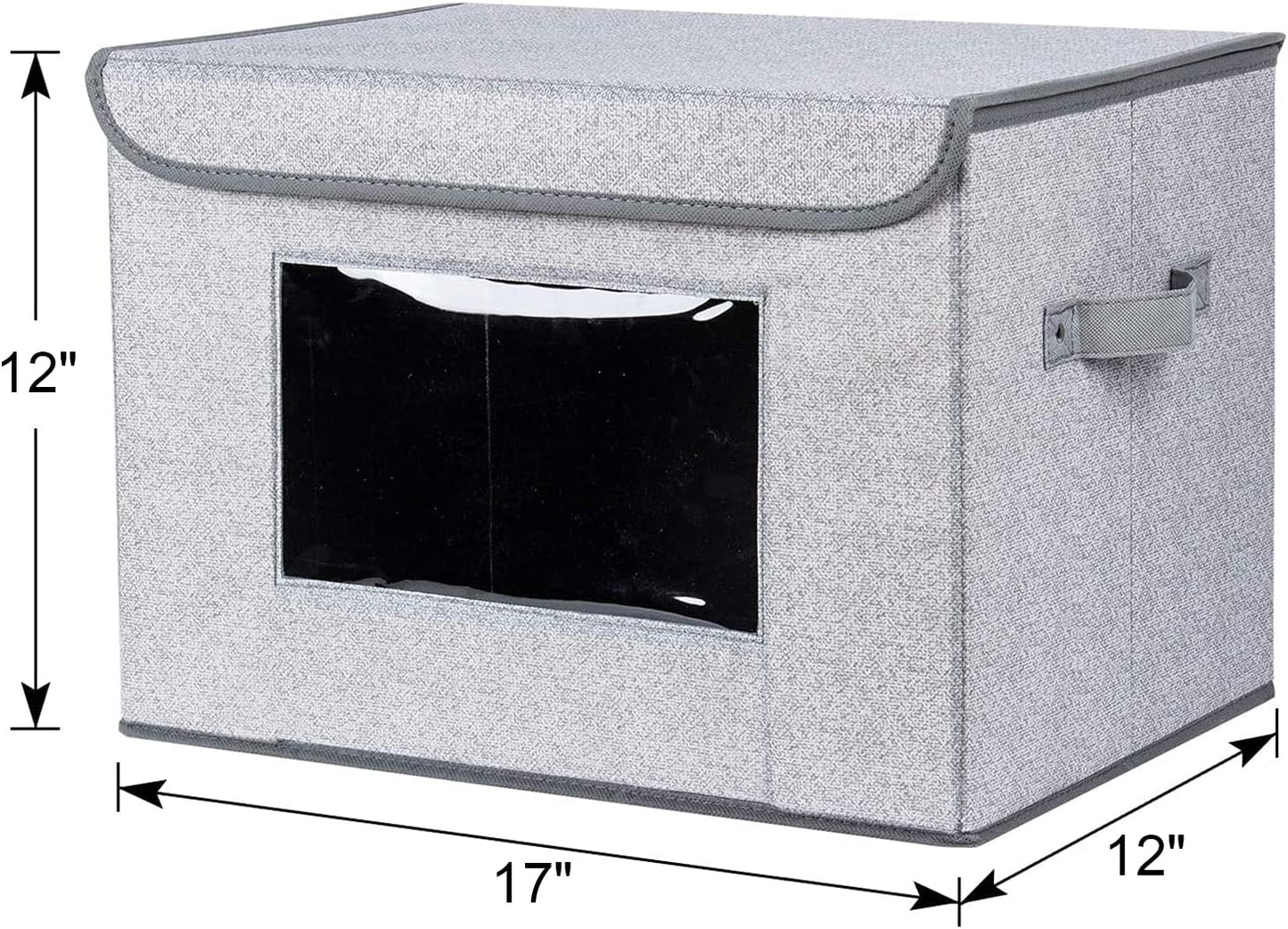 Univivi Fabric Foldable Storage Boxes [4-Pack] Large Collapsible Stackable Storage Bins with Lids, Closet Organizers and Storage Cube Basket for Home, Office, Bedroom (Gray, 17“ x 12” x 12")