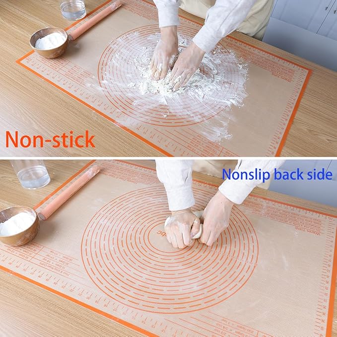 Non-slip Silicone Pastry Mat 36''By 24'' Nonstick Baking Mats Extra Large Counter Mat for Dough Rolling, Pastry, Pie Crust, Fondant, Cookies, Bread, Pasta, Pizza Mat
