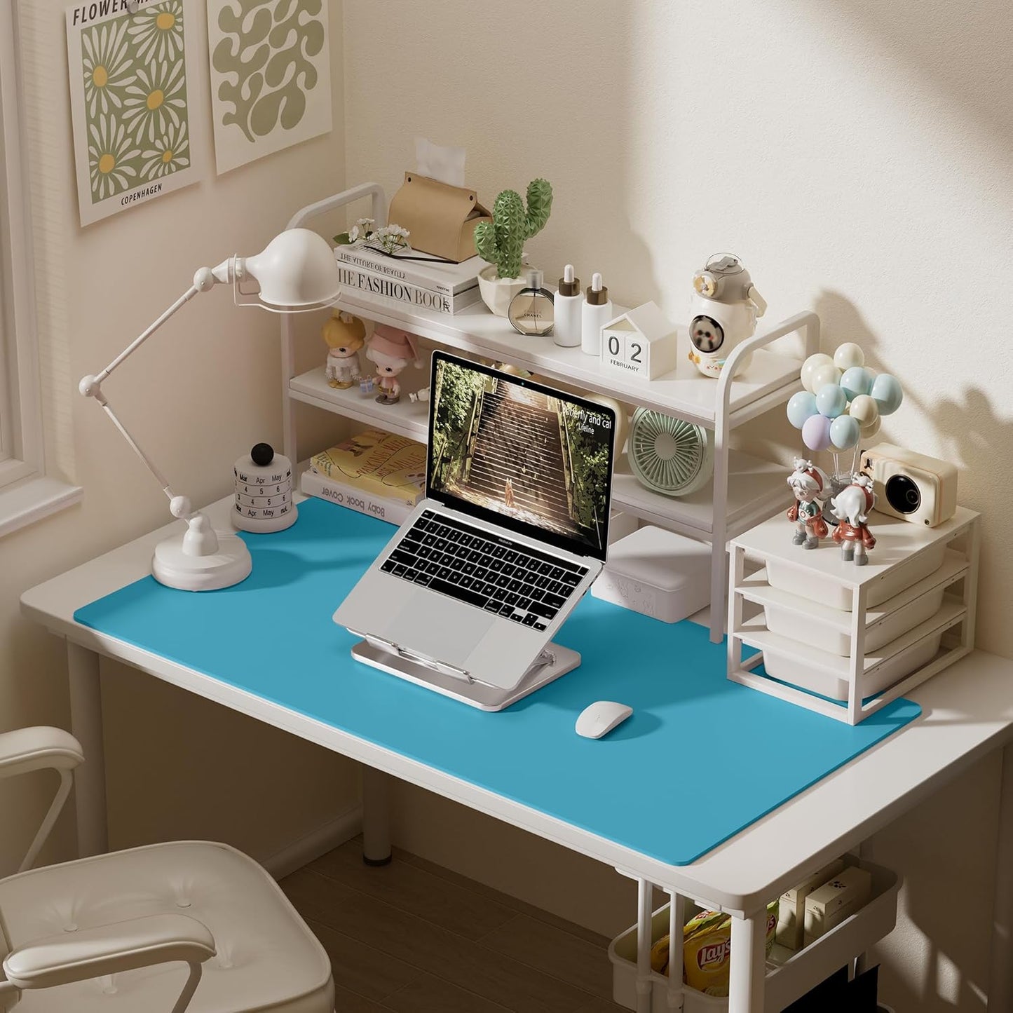 Aothia Faux Leather Desk Mat – Large Mouse Pad, Non-Slip PU Leather Blotter, Waterproof Writing Surface for Office and Home (Turquoise, 47.2" x 23.6")