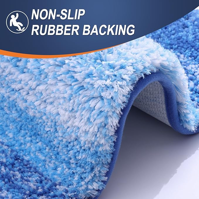 OLANLY Bathroom Runner Rugs 47x17, Extra Soft Absorbent Microfiber Bath Rugs, Rubber Backing, Quick Dry, Washable Bath Mats for Bathroom Floor, Tub and Shower, Home Decor Accessories, Light Royal Blue