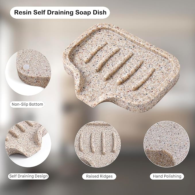 Self Draining Soap Dish- 2 Pcs Bar Soap Holder for Shower, Large Soap Savers Soap Tray Sponge Holder for Kitchen Bathroom Bathtub Sink, Linen