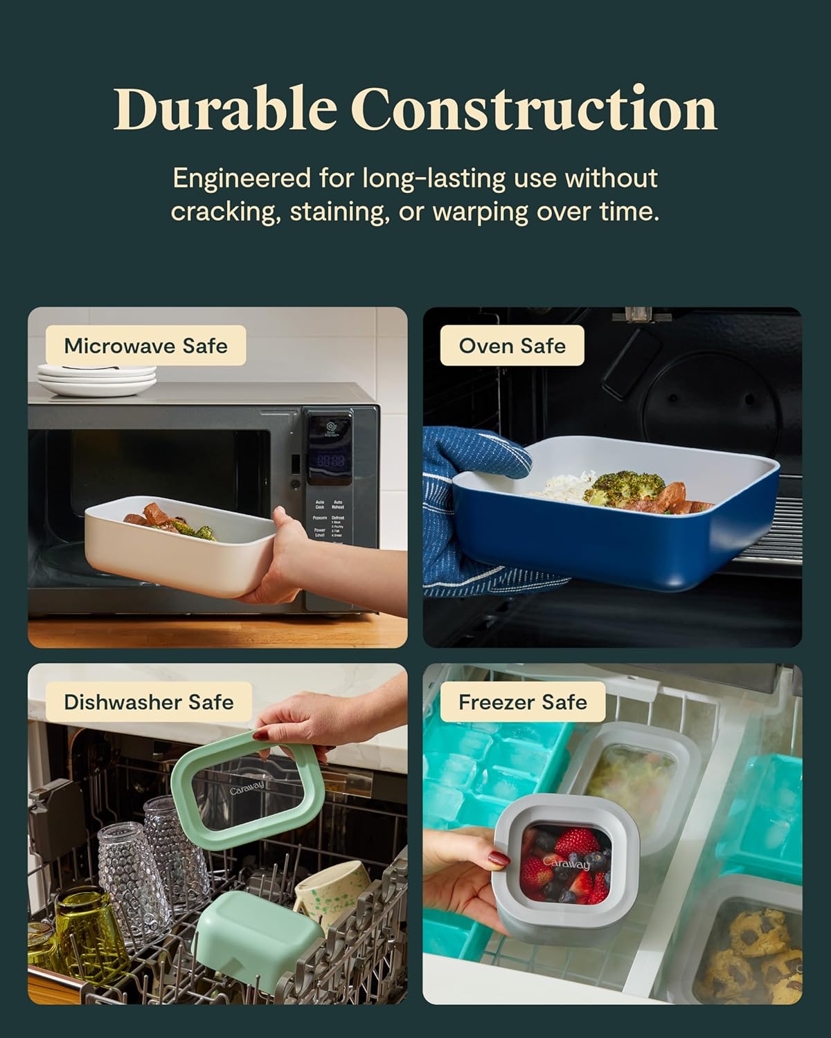 Caraway Glass Food Storage - 4.4 Cup Glass Container - Ceramic Coated Food Container - Non Toxic, Non Stick Lunch Box Container with Lids - Dishwasher, Oven, & Microwave Safe - Perracotta