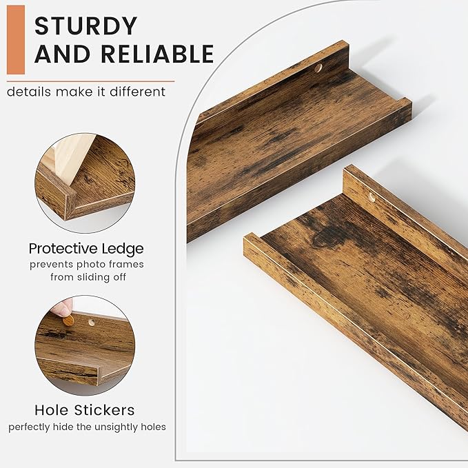 Floating Picture Ledge Shelves for Wall Set of 4, 72 Inch Wall Shelves with Lip Long Large Nursery Book Shelf for Toys Storage Kids Bookshelf Wall Mounted Living Room Bedroom Decor Frames